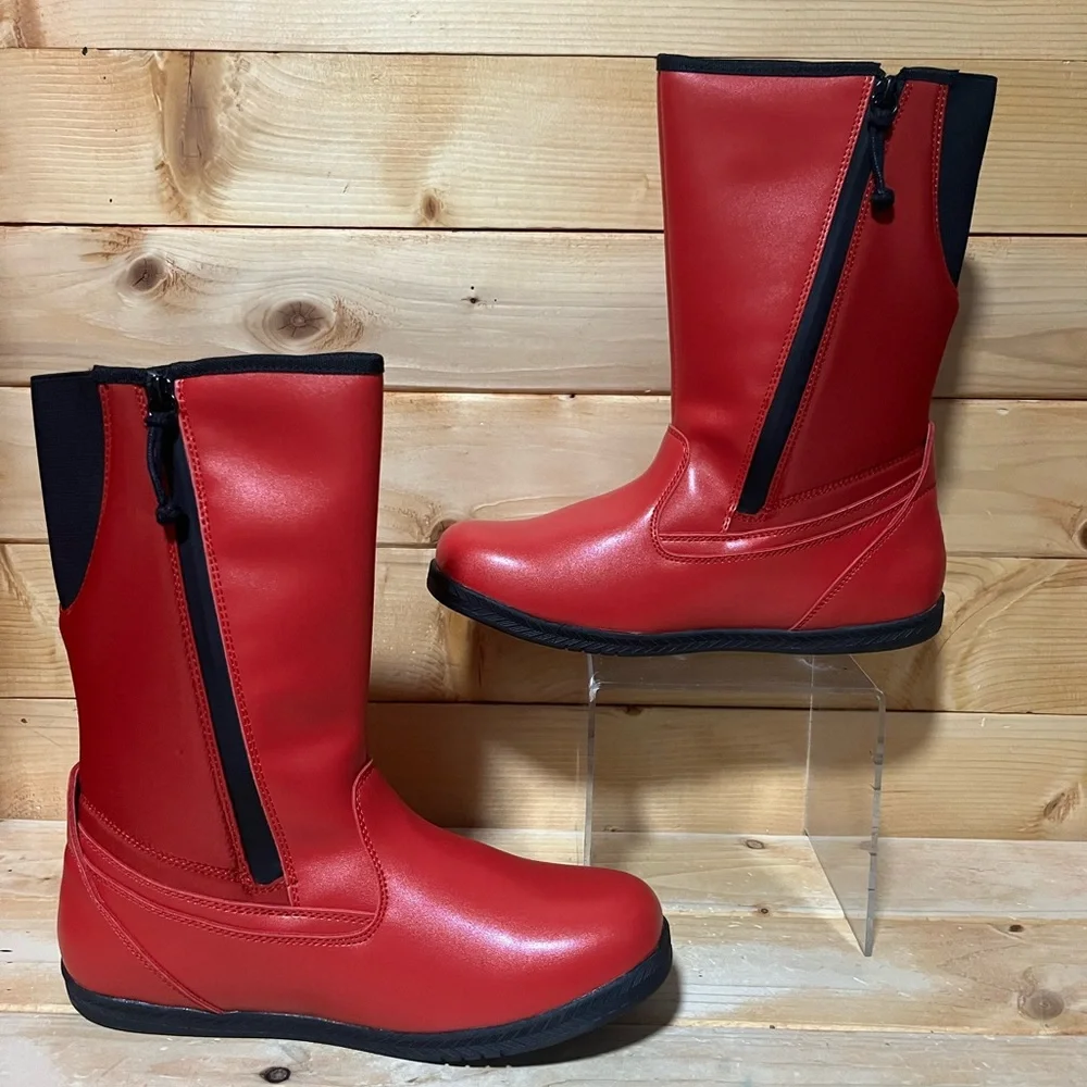 New BillyFootwear Dual Zipper High Rain Boots - Red - Multiple sizes - Picture 6 of 13